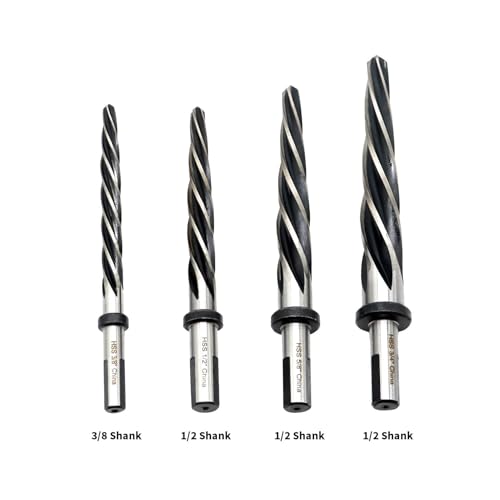 4Pcs M2 HSS Taper Chucking Reamer Set 3/8" 1/2" 5/8" 3/4" Set 3/8 1/2 5/8 3/4 with 3/8 or 1/2 Shank Chuck