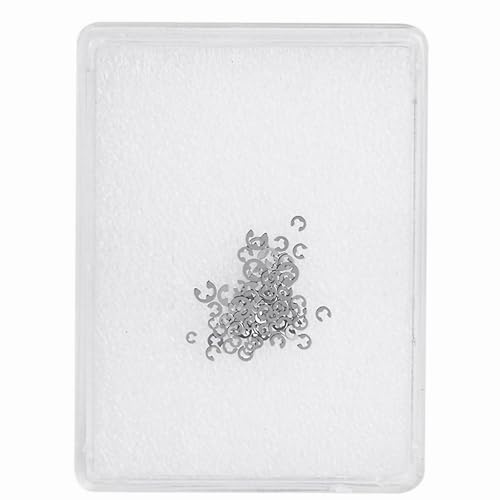90pcs Watch Ring Clip C Clips E Clip, 9sizes 1.5-4mm External Retaining Rings, Snap Ring Assortment Kit, for Chronograph, Watch Pusher Button and Other Shafts
