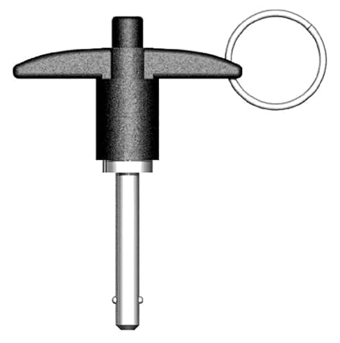Stainless Steel T - Handle Quick Release Ball Locking Pin with with Lanyard Cable, 1/2" Pin Diameter and 2-1/4" Usage Length (1PC) 1PC