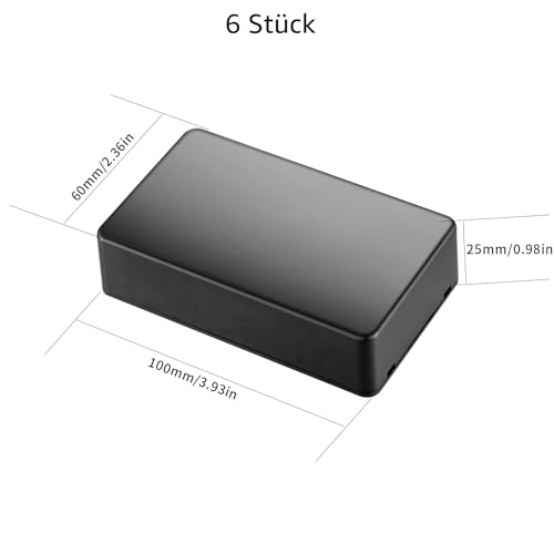 Pack of 6 Junction Box, Plastic Covers, Electronic Casing, Electronic Project Box, Electrical Accessories Housing for DIY Power Junction Box (Black, 100 x 60 x 25 mm) 100x60x25mm black