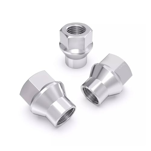 Set of 32 7/16x20 Chrome Open End Extended Thread ET Lug Nuts, 1.07" Tall, 0.9" Width, Cone Seat Silver 32pcs