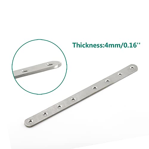 4 Pack Flat Mending Plate for Wood,ULIFESTAR Stainless Steel Straight Brackets 300mm / 12" Length 8 Screw Hole Flat Repair Fixing Wood Brace Joining Plates Connector with Fixing Screws ['300x25x4mm']