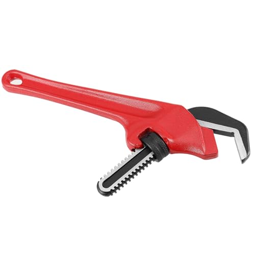 SEUNMUK 2 PCS 9-1/2 Inch Hex Offset Wrench, Offset Pipe Wrench Heavy Duty Steel End Pipe Adjustable Plumbing Tools with Red Handle, 1-1/8-2 5/8 Inches Capacity