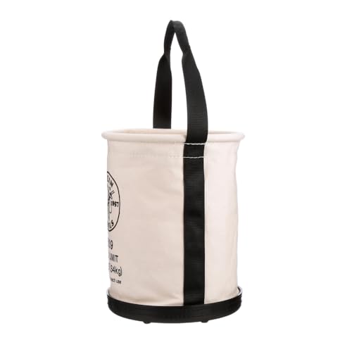 Klein Tools 5109 Canvas Bucket, Wide-Opening Straight-Wall Tool Bucket is Made of No. 6 Canvas with Black Molded Bottom, 75-Pound Load Rated Standard