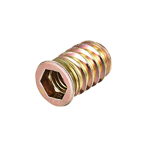 uxcell M10x25mm Threaded Inserts for Wood Hex Socket Drive Furniture 64pcs