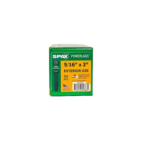SPAX 4581820800765 5/16” x 3" T-Star Drive Washer Head Black HCR (Exterior) PowerLag Screw (50 Pieces per Box) 5/16 x 3" 50