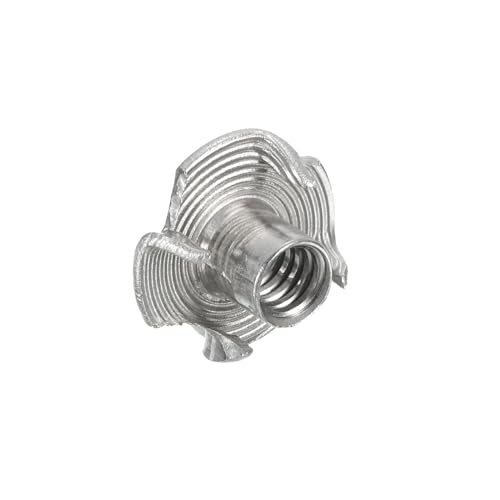 uxcell 1/4"-20 T-nut 100pcs 304 Stainless Steel 4 Pronged Tee Nuts for Furniture Woodwork Cabinetry Threaded Insertion