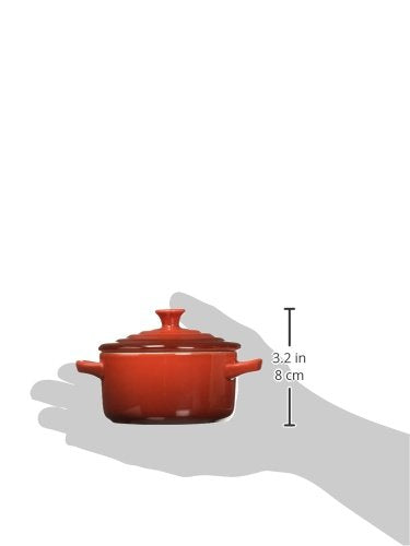 Le Creuset Stoneware Mini Round Cocotte, 8 oz., Cerise 8 Oz.