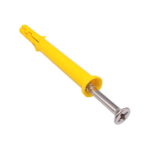 Yodaoke 50pcs 304 Stainless Steel M6 x 100mm Phillips Flat Head Self Tapping Screws and 10 x 100mm Plastic Drywall Ribbed Anchors