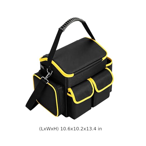 Heavy Duty Tool Bag Organizer, 10.6 x 10.2 x 13.4 in Multi-Pocket Wearproof Polyester Tool Tote with Removable Divider for Technicians, Electricians, Carpenters