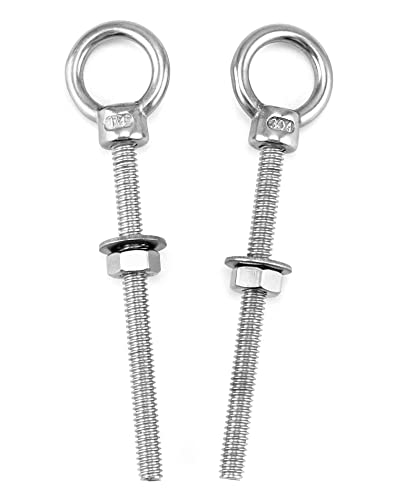 QWORK Eye Bolt, 25 Pack 1/4"x3" Stainless Steel Marine Grade Threaded Eyebolts, Lifting Ring Threaded Eyebolts with Nuts Washers 1/4" x 3"