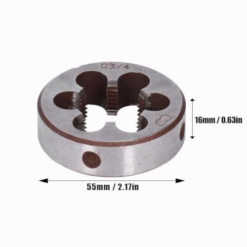 Tiiyee Round Thread Die G3/4 Pipe Tap Alloy Steel | Male Thread Die for Pipes Precise Cutting Function for Hand Tools Pipe Repair Metric Imperial Threads