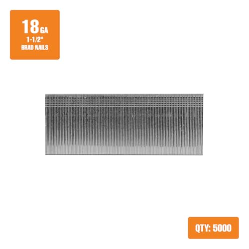 Freeman 18-Gauge Brad Nails, 1-1/2 Inch, Glue Collated Galvanized, 5000 Count – For Trim, Molding and Baseboards, Fits Most 18-Gauge Pneumatic, Electric Brad Nailers – BN18-15-5K 18-Gauge 1-1/2"