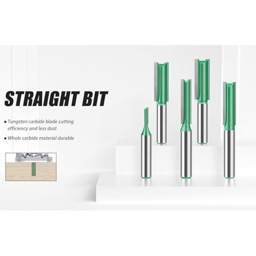 20 PCS Straight Router Bit Set 8mm Shank,Double Flute Woodworking Milling Cutter Router Bit Sets 3mm to 25mm Cut Diameter Cutting Trimming Cutter Routing Bits 20 PCS(3-25mm)