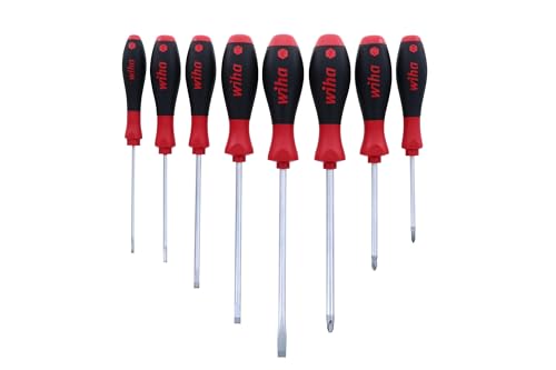 Wiha 30298 8-Piece Slotted and Phillips Screwdriver Set with Soft Finish Handles 8 Pieces