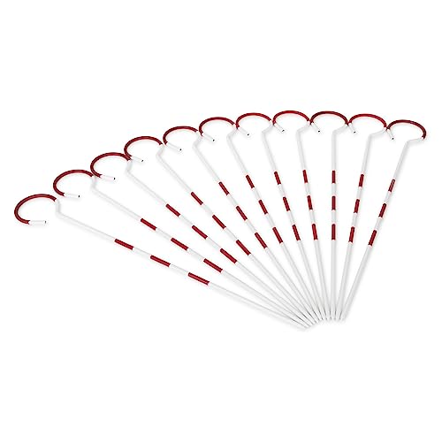 AdirPro 14 in Chaining Pin Set, 11-Piece | Heavy-Duty Steel Surveying Marking Pins | Alternating Red & White Bands | Includes Carrying Ring | Ideal for Land Surveying & Distance Measuring