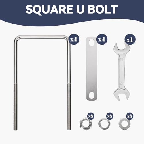 4 Sets M10 Square u Bolts 4 inch Wide,Square Bend u-Bolts,4" u Bolt M10 x 102mm x 200mm