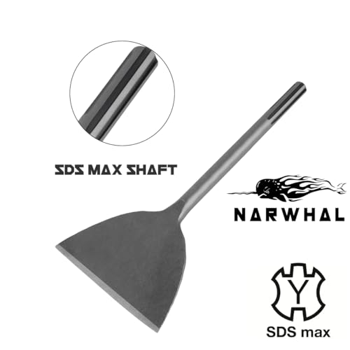 Narwhal SDS Max Chisel Bit (6" Wide x 14" Long - Industrial Grade) Tile Grout Thinset Removal Tool - Compatible with All SDS Max Rotary Hammers (2025 Version)