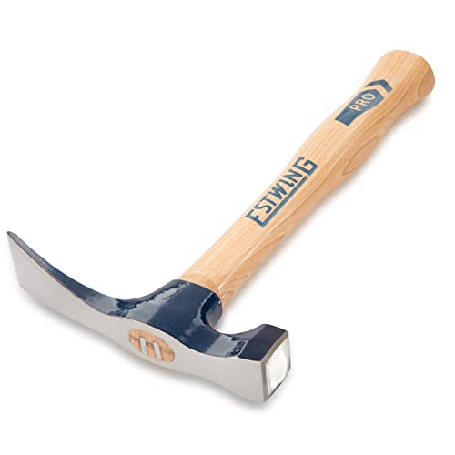 ESTWING Bricklayer's/Mason's Hammer - 21 oz USA Made Masonry Tool with Forged Steel Head & Hickory Wood Handle - EW6-21BL Short Handle