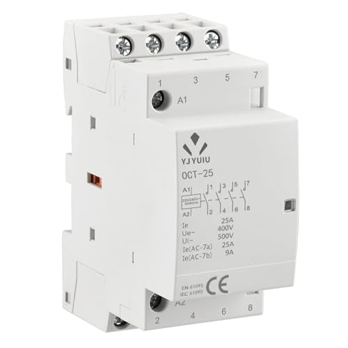 AC contactor OCT25, 4-pin, 25A 4NO, 220V/240V coil voltage AC contactor, DIN rail 35 mm