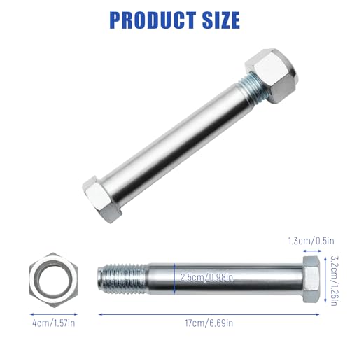 Mini Excavator Pins 25mm/0.98in with Self-Locking Nut, High-Strength Manganese Steel Link Pins for Bucket Attachments (2-Pack) - Compatible with Small Diggers & Backhoe Accessories 2 PCS