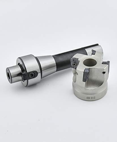 Earl Diamond Super Heavy Duty R8 FMB22 7/16 Straight Shank Arbor 400R Face End Mill Cutter with 4Pcs APMT1604 Carbide Inserts (Outer Diameter of Cutter Head 50)