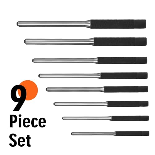 9PCS Roll Pin Punch Set Removing Repair Tools Alloy Steel Mechanics Punch Kit with Tool Pouch, Great for Machinery, Vehicles, Woodwork and Crafts
