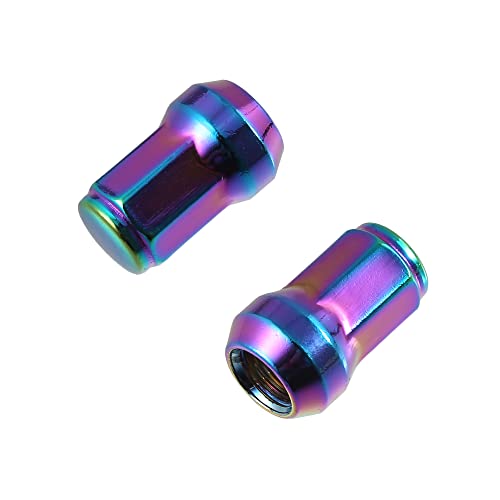 ACROPIX M12 x 1.25 Car Lug Nuts Cone Seat Closed End Bulge Acorn Hex Wheel Nut with Socket Key Multicolor - Pack of 20