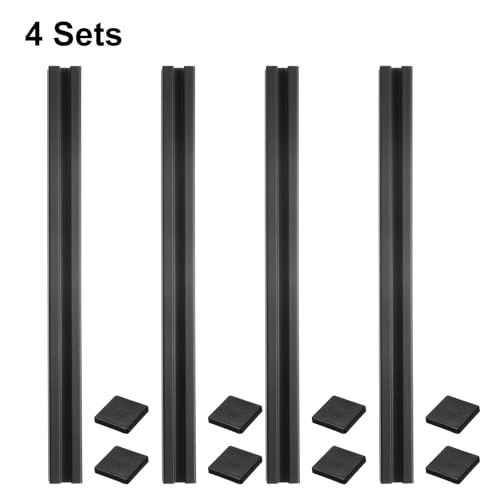 sourcing map 4 Pcs t Slot 2020 Aluminum Extrusion Profile 250mm 10 inch, European Standard Anodized Black Linear Rail Extrusion Frame for 3D Printer, CNC Machine