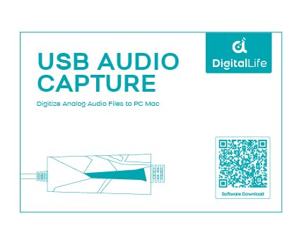 DigitalLife USB C Audio Capture Card, Analog to Digital Converter with RCA & 3.5mm Inputs, Transfer Cassette Tapes & Other Audio Devices to MP3, Compatible with Windows 11, macOS & Linux