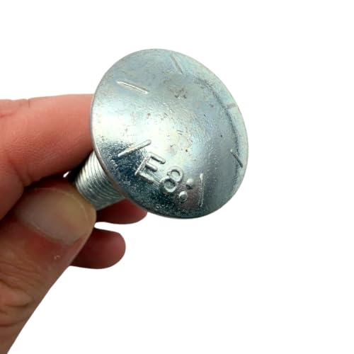 1/2"-13 x 3-1/2" Grade 8 Carriage Bolts (10-Pack) – Heavy-Duty Coarse Thread Bolts – Round Head Square Neck SAE J429 3.5" Clear Zinc Trivalent Finish 1/2" x 3-1/2" Bolts Only 10