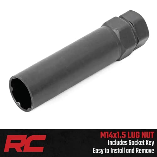 Rough Country 24-Piece Lug Nut Set - M14x1.5 Thread, Bulge Acorn Style, Black Lug Nuts with Socket Key, Corrosion-Resistant for Aftermarket Wheels