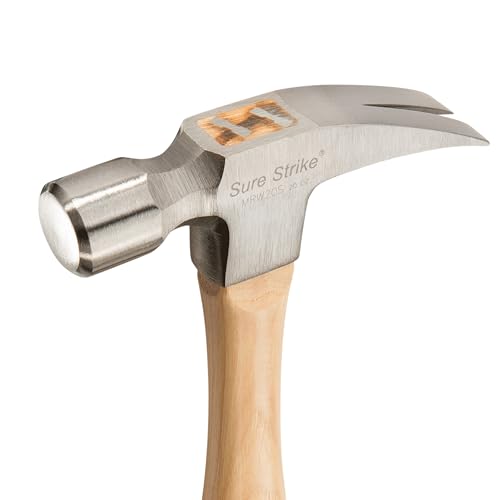 ESTWING Sure Strike Hammer - 20 oz Straight Rip Claw with Smooth Face & Hickory Wood Handle - MRW20S 20 oz (Ounces)