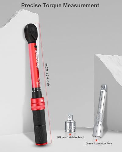 ATsafepro 3/8 torque wrench 20-240 in.lb, Inch Pound Torque Wrench Set with Extension & 3/8" to 1/4" Adapter - ±3% Accuracy, Dual-Direction 72-Tooth for Bike, Motorcycle, Car & Engine Maintenance 3/8" 20-240 IN.LB Torque Wrench Set