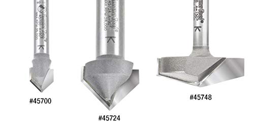 Amana Tool - 45705 Carbide Tipped V-Groove 60 Deg x 1/2 Dia x 5/8 x 1/4" Shank