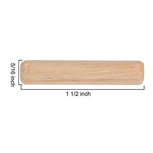 ZOENHOU 1000 PCS 5/16" x 1 1/2" Wooden Dowel Pins, Straight Dowel Rods Made of Hard Wood, Fluted Wood Dowel Plugs with Beveled Ends Tapered for Easy Insertion, Accessory Kit for Woodworking Furniture 5/16" x 1 1/2"
