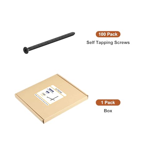 DTGN 100Pcs #12x4 Flat Head Wood Screws, 304 Stainless Steel Phillips Self Tapping Screws - Good for Woodworking, Furniture - Black #12x4" 100