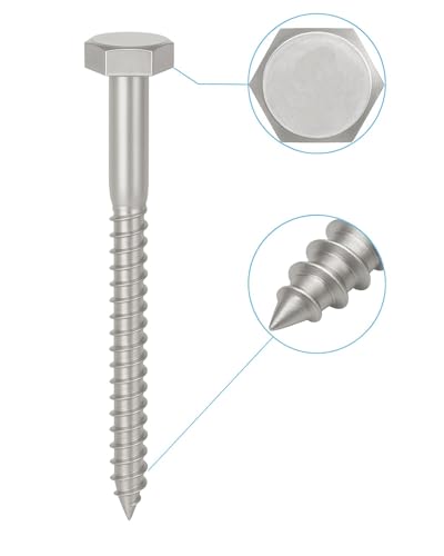 IMSCREWS 1/2" x 3-1/2" Hex Head Lag Screws, 304 Stainless Steel (18-8), Partially Threaded Extra-Long Wood Bolts for Deck Posts & Structural Framing, 10 PCS 1/2" x 3-1/2"