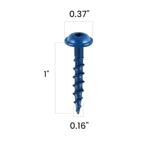Pocket Hole Screws 1 Inch, 600Pcs, Anti-Rust Blue Coated Pocket Screws #8 x 1, Exterior Wood Screws, Coarse Thread, Washer Head Square Drive, Self-Tapping Tip, with Drive Bit #8 x 1" 600