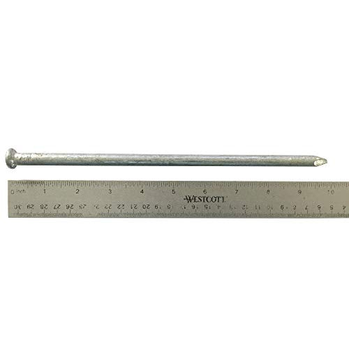(5) 10" - 100d Galvanized Spike nails, long exterior use rust resistant timber spike - (5) Pack