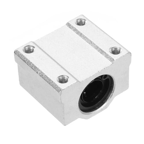 sourcing map 4PCS SCS12UU Linear Motion Ball Bearing Slide Bushing Aluminum 41mm Long Linear Roller Bearing Slide Block for 12mm Round Shaft Rod in 3D Printer, CNC Machine, Silver Tone