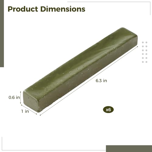 6 PCS Professional Green DOP Sticks, Hot Melt Adhesive with High Bond Strength for Gem Faceting, Polishing, Grinding Agate & Jade, 6.3 x 1.0 x 0.6 inches