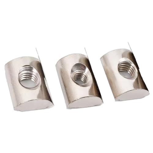 M8 Roll in Spring T Nuts,4545 Series with Spring Sheet,Roll in Spring Loaded T Nut,Carbon Steel Nickel-Plated for Aluminum Profile with 10mm Groove Depth (45-Series,30 Pcs) 45-M8（30 Pcs）