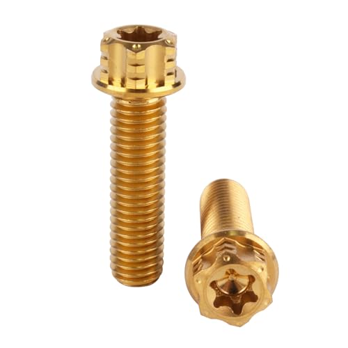 4Pcs Titanium Bolt Flange Torx Head M8 M10 x 20 25 30mm Screw Bolt for Motorcycle Car Modifications (Gold, M8x30mm) Gold M8x30mm Pitch 1.25