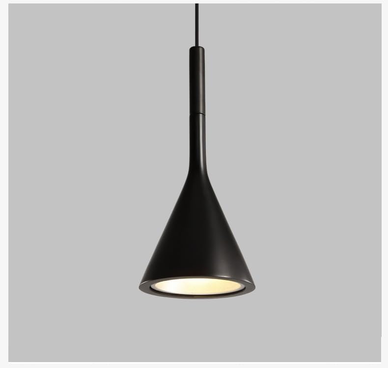 1-Light Small Industrial Kitchen Island Pendant Lights- Farmhouse Black Cone Shade, Living Room Bedroom Bedside Adjustable Hanging Ceiling Lamp with E27 Socket