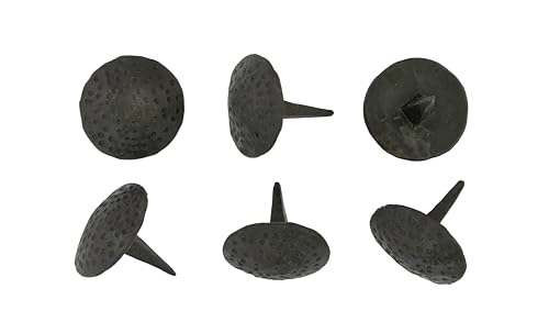 Round Iron Clavos Decorative Nails - Hand-Forged Black Iron Clavos for Rustic Doors, Cabinets & Furniture, Antique-Style Hardware with Unique Artisan Touch (Pack of 50) Set of 50, Dotted Round 1"x1"