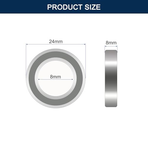 HiPicco 628ZZ Deep Groove Ball Bearings, ID 8mm x OD 24mm x Width 8mm Miniature Bearings, Double Metal Shielded Ball Bearing Chrome Steel Z2 Lever 20pcs 628ZZ 8x24x8mm