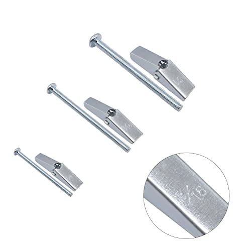 HELIFOUNER 45PCS Toggle Bolt and Wing Nut for Hanging Heavy Items on Drywall - 1/8 Inch, 3/16Inch, 1/4Inch 1/8 Inch, 3/16 Inch, 1/4 Inch (45 Pieces)