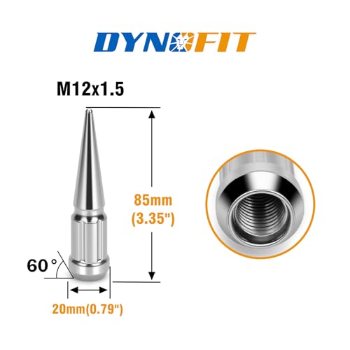 DYNOFIT M12x1.5 Spike Lug Nuts with 2 Socket Key (Chrome)