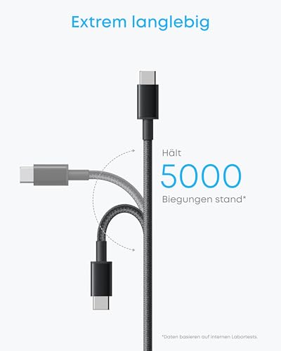 Anker USB C cable, [2 pieces 1 m] 60W charging cable USB C, USB C to USB C cable 1 m long for iPhone 17 16 15 series Samsung Galaxy S24 S23 S22 MacBook Pro Air Air Pixel Switch LG and more | USB C Charging Cable for iPhone 15/16/17 Pro Max, Samsung Gal...